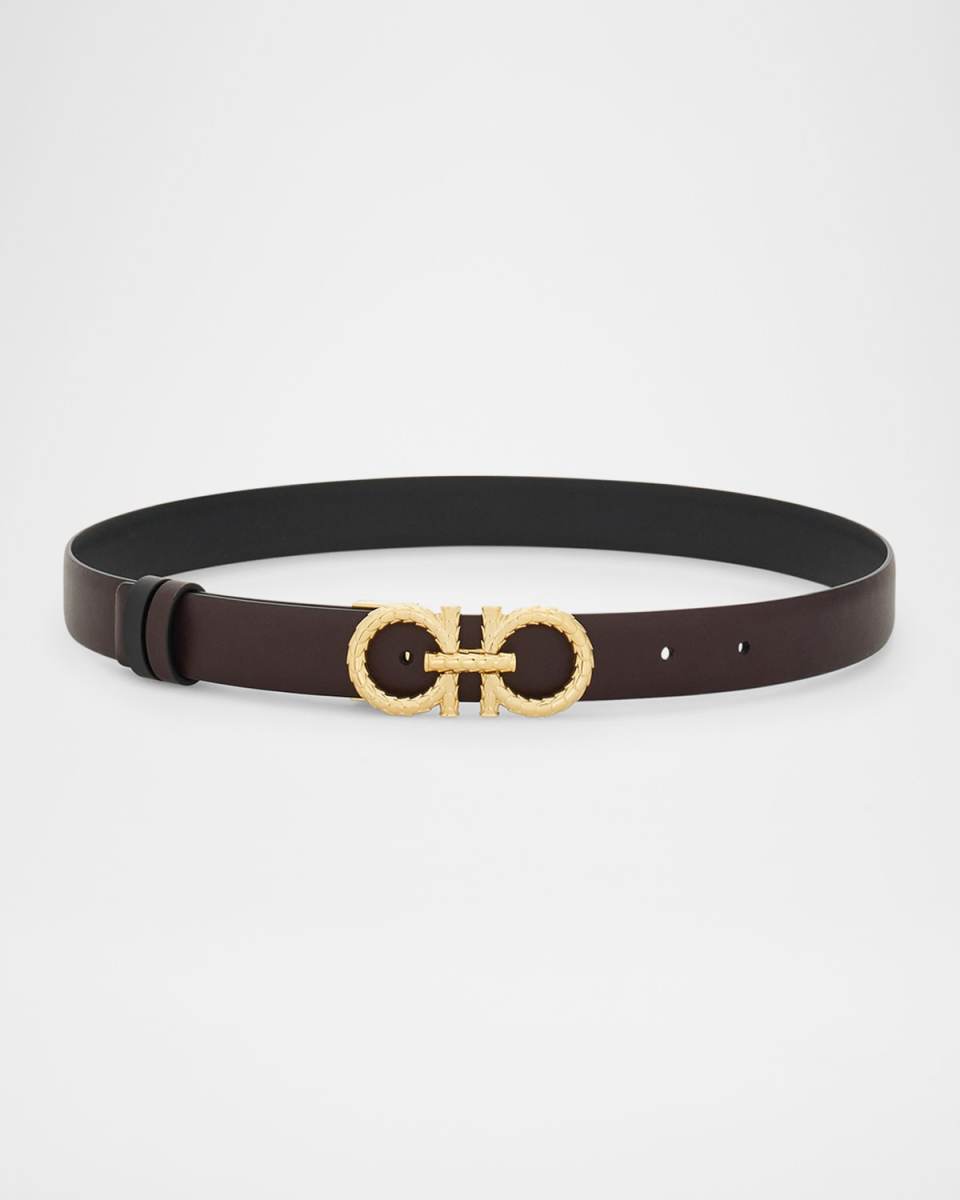 Reversible Gancini Leather Belt